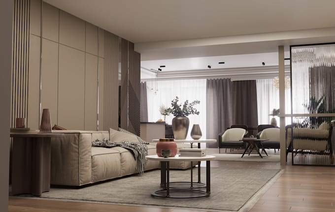 design a neoclassical interior design with realistic render
