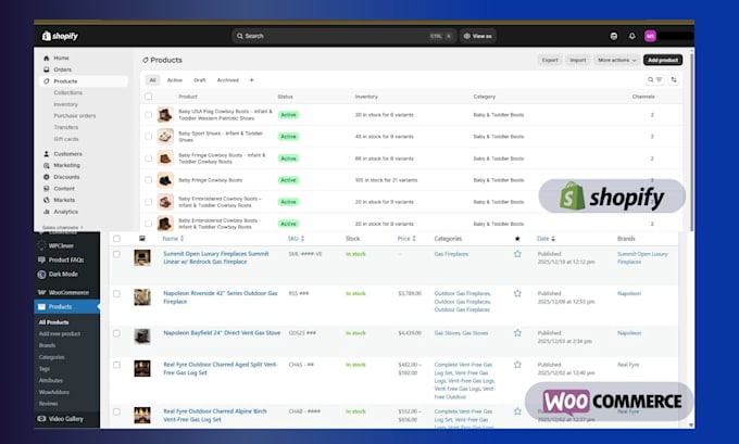 do professional product listing on shopify and woocommerce