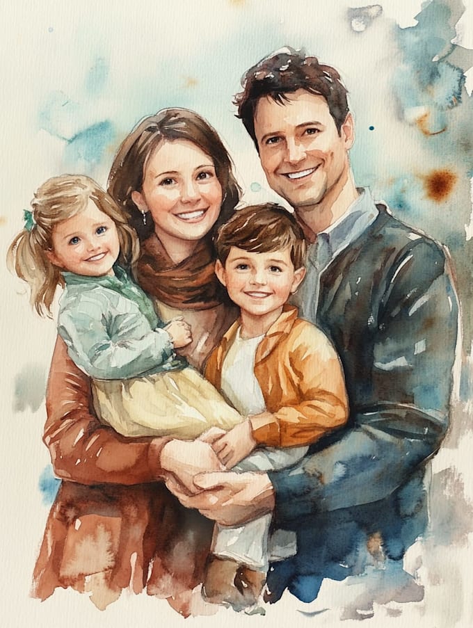 custom watercolor family portrait