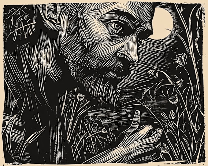 create linocut illustrations with bold hand carved style
