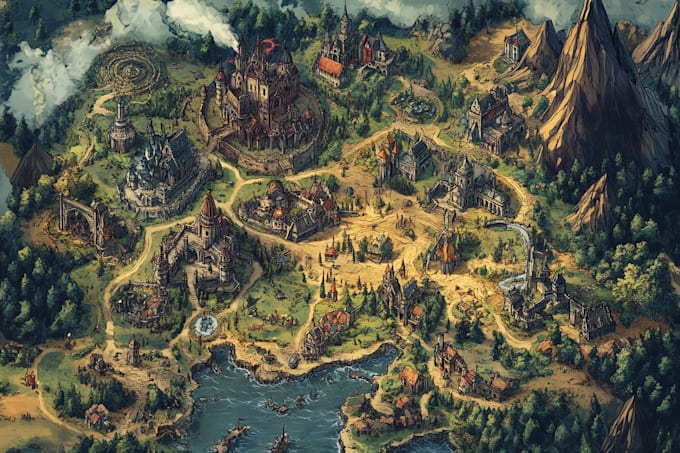 fantasy map dnd map rpg fantasy map illustration