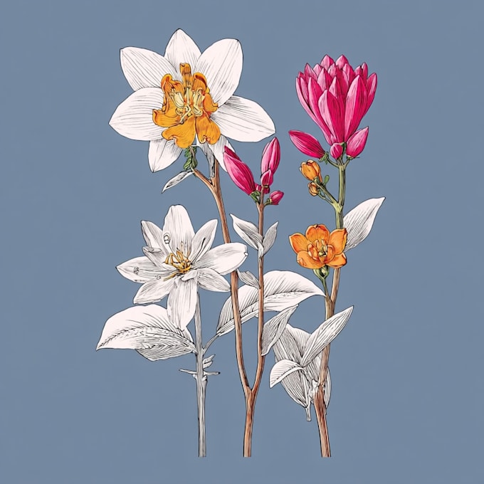 draw vector botanical illustrations of plants