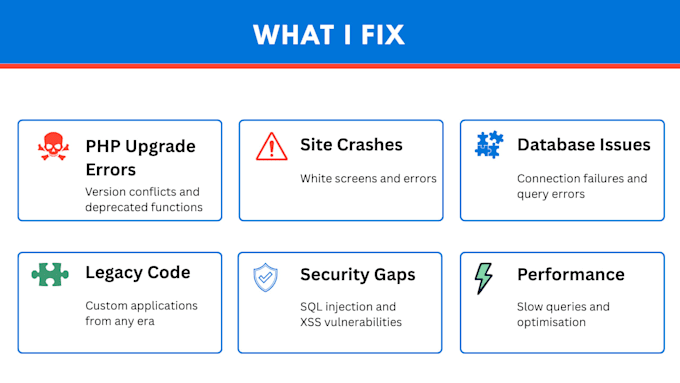 fix your old broken PHP website and upgrade outdated code