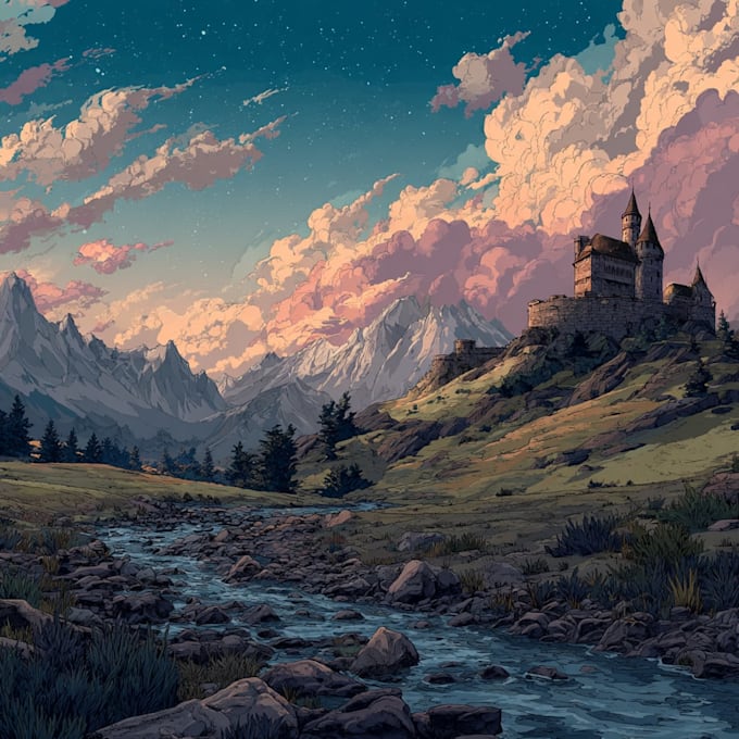 create fantasy landscape illustrations