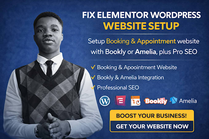 fix elementor wordpress website setup booking appointment bookly amelia pro seo
