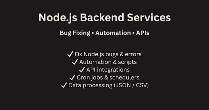 fix node js bugs or write small backend scripts
