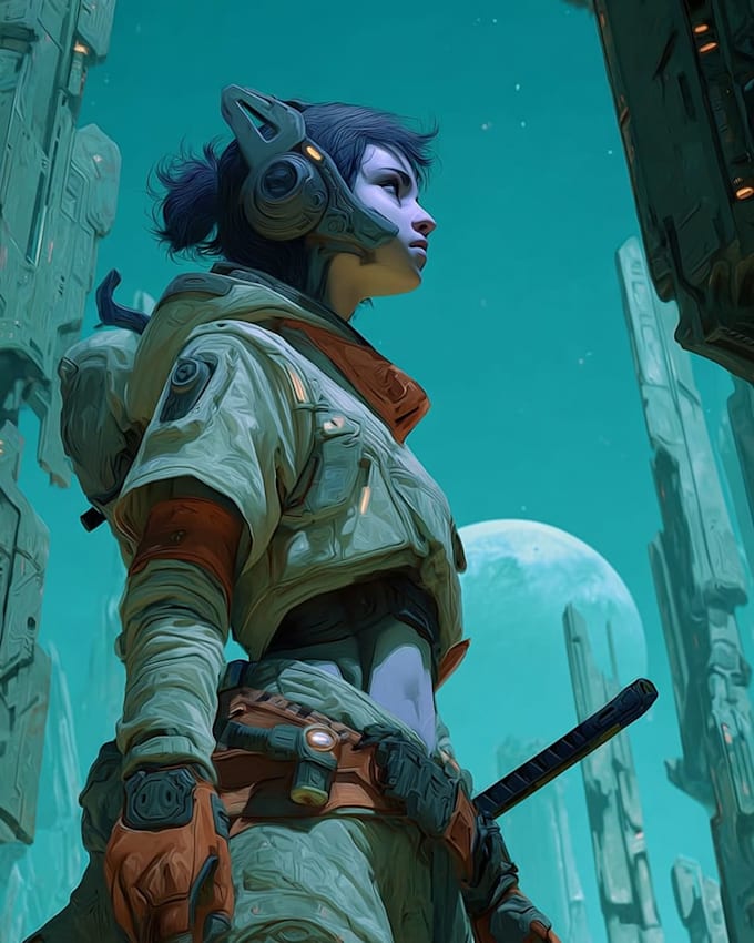 do a sci fi character illustration or sci fi character