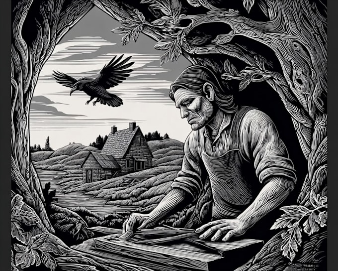 create custom linocut style illustrations