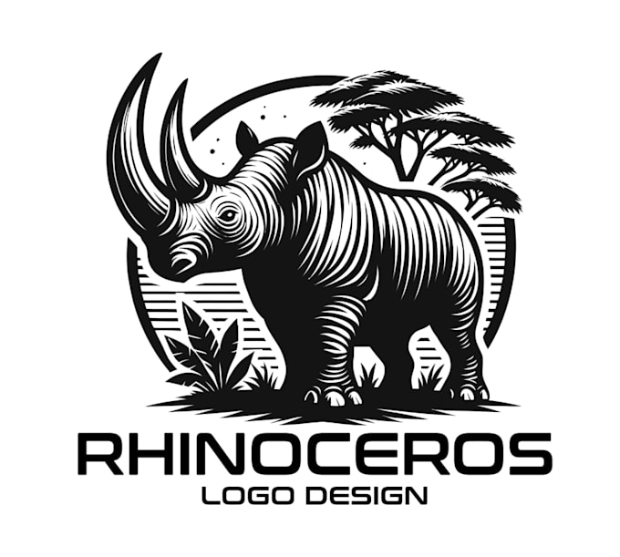 design original classic mascot rhino logo