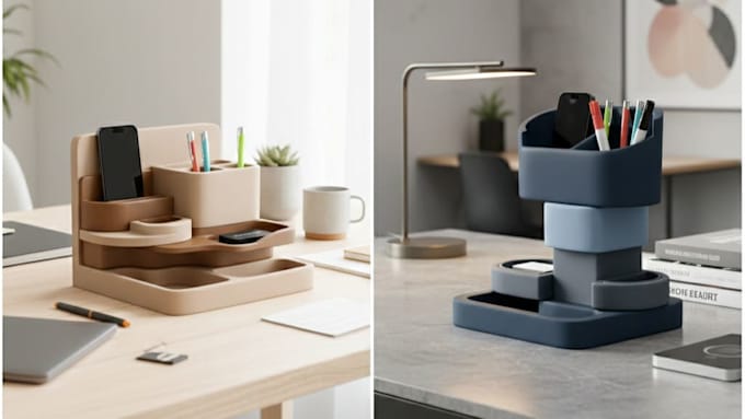 create 3d printable phone stands and desk organizer
