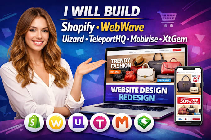 build shopify webwave uizard teleporthq mobirise xtgem website design redesign