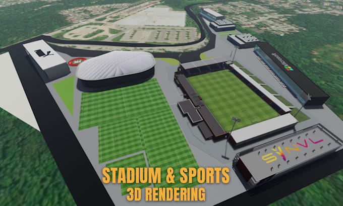 create 3d sports complex, stadium and sports facility visualization