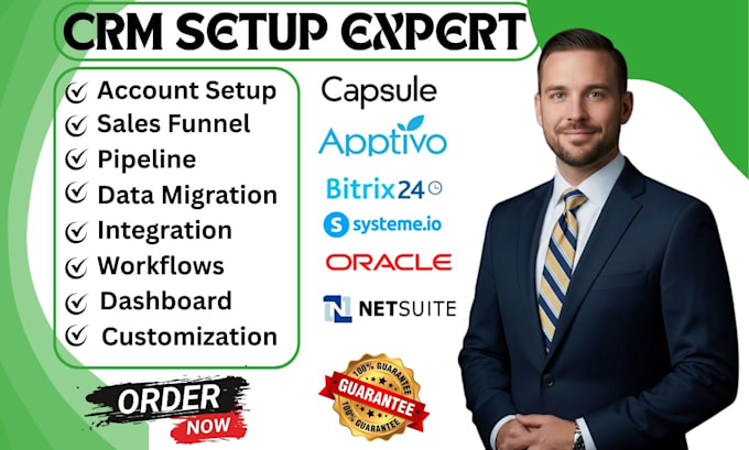 setup systeme io oracle netsuite bitrix24 monday apptivo capsule crm automation