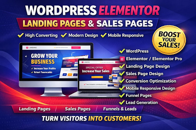 design a wordpress and landing page using elementor