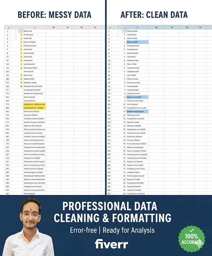 clean, format, merge, split excel data