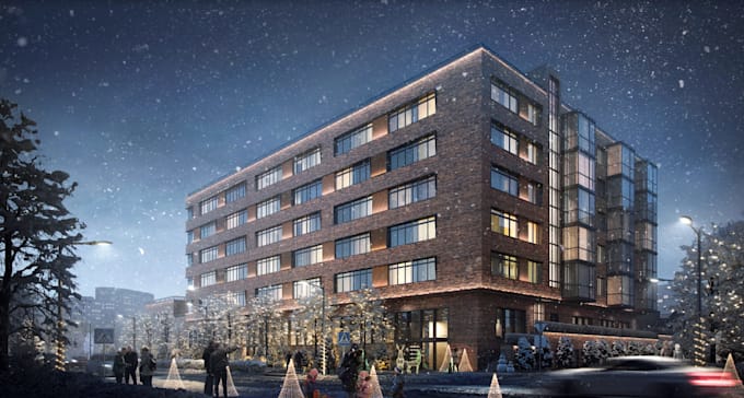render exterior interior landscape, architecture cgi image, 2d foundation layout