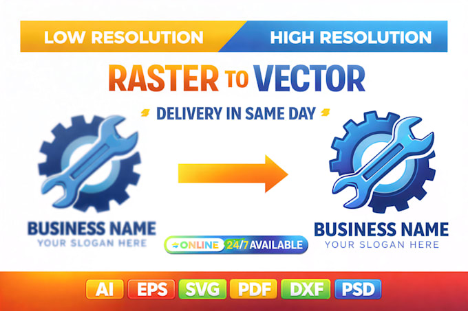do vector tracing, logo recreation, and raster image conversion to vector format