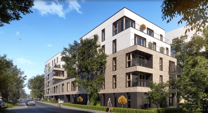 autocad 2d plan into 3d model, cgi elevation rendering, building model in revit