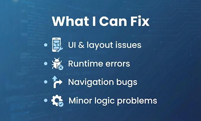 fix flutter bugs, errors, and app issues