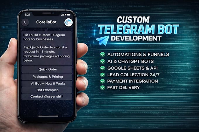 build a telegram bot for automation, leads, or support