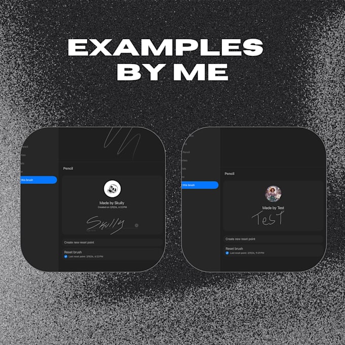 update procreate brush metadata, author name, and branding signature