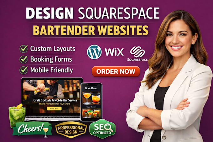 design squarespace online bartender website design