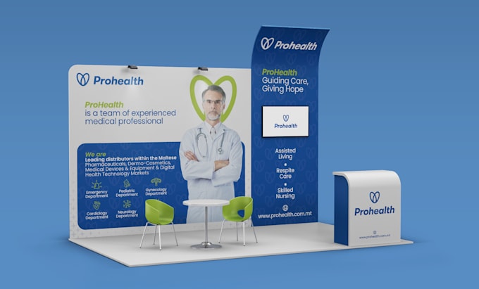 design modern exhibition backdrop, trade show booth, and banner