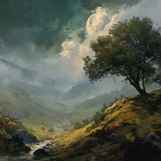 create stunning fantasy landscape, background illustration
