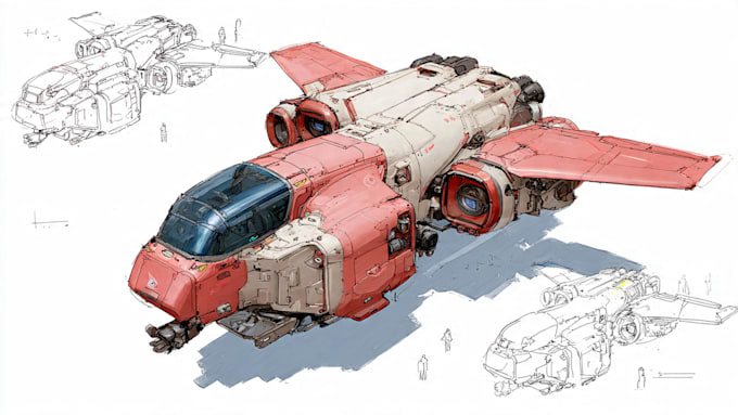 draw a game art, spaceship or vehicle design