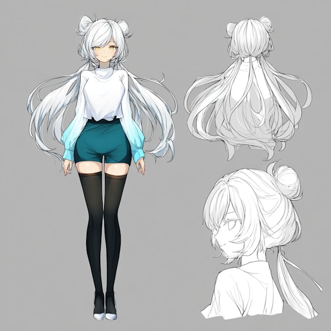 design character reference sheet for your oc fanart vtuber