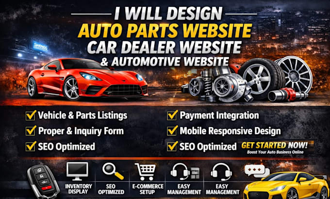 design auto part website, car seller, automotive, car dealer, car part website
