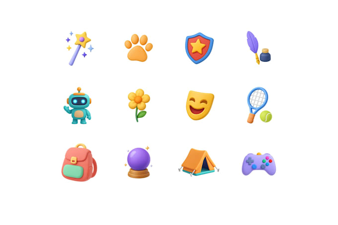 design custom 3d icon set for your website and app