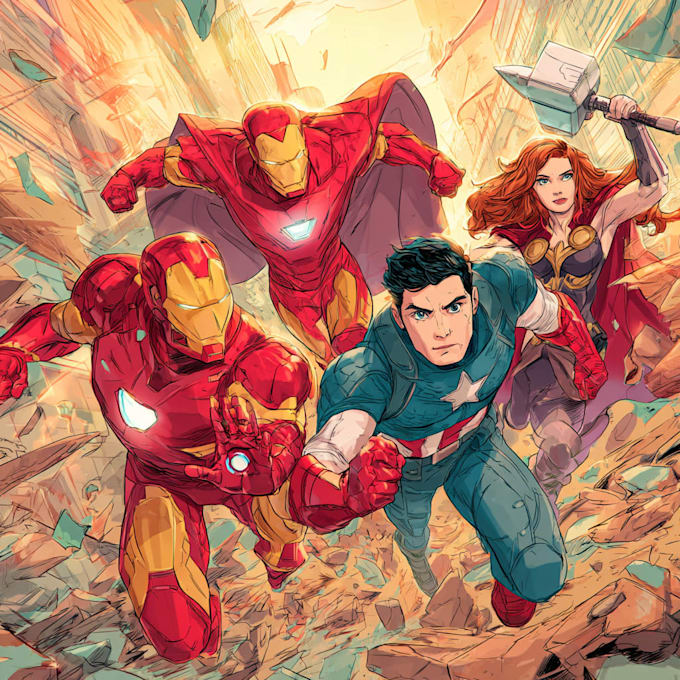 create heroic tale comic illustration digital art for you