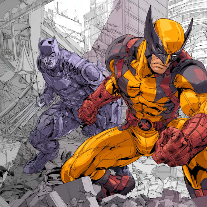 create  fantasy action superhero comic story illustrations