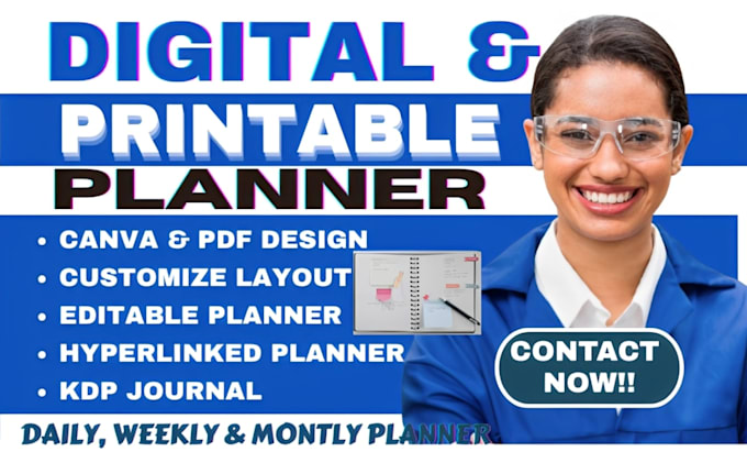 do a stunning PDF design,printable and digital planner on canva or PDF