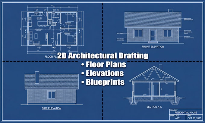 draft 2d floor plan elevation blueprint construction draw architecture autocad