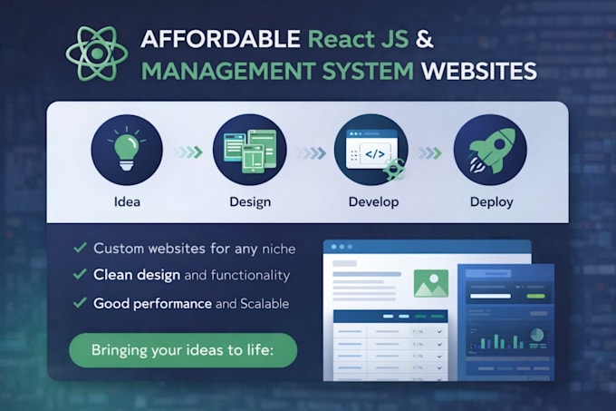 build modern website using react js or custom management system at low cost