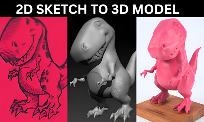 convert 2d concept image to 3d printable model for toy figurine, action figure