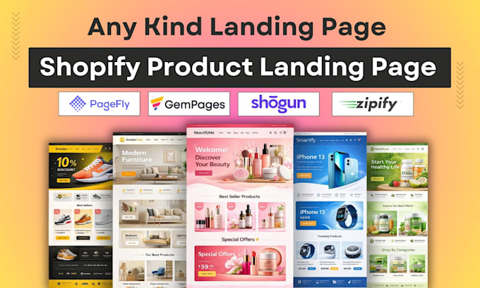 build shopify one product store product landing page by pagefly,gempages,zipify