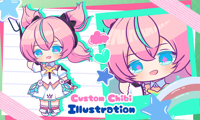 draw cute chibi anime style for avatar, stickers, or gift