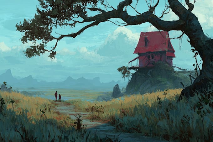 make landscape environment concept art bookcover