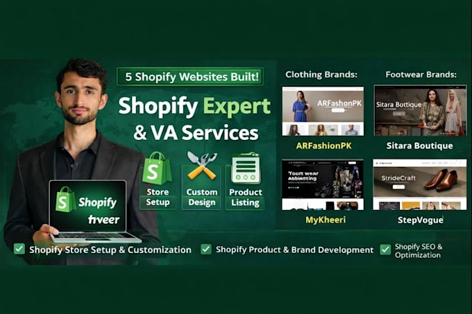 shopify store setup,customize store and redesign shopify websites