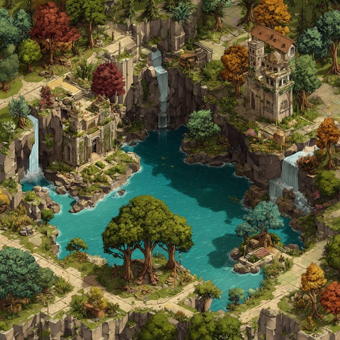 create detailed isometric map for game or web