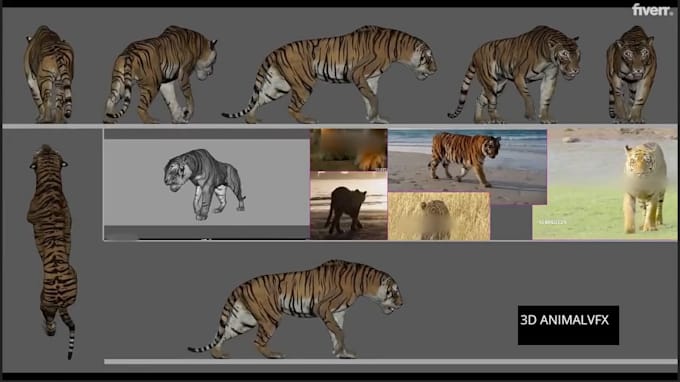 do realistic 3d animal animation, 3d creature design, 3d animals model, vfx