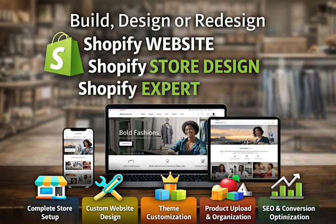build design or redesign shopify website shopify store design shopify expert