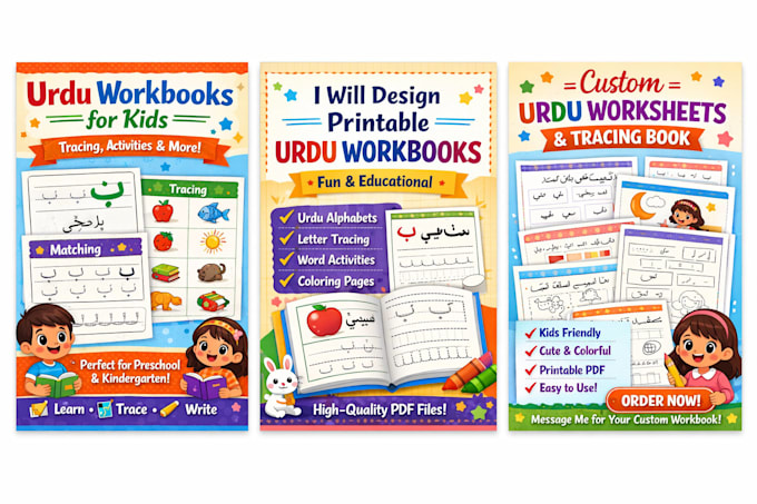 create beautiful colorful and kidfriendly urdu workbook