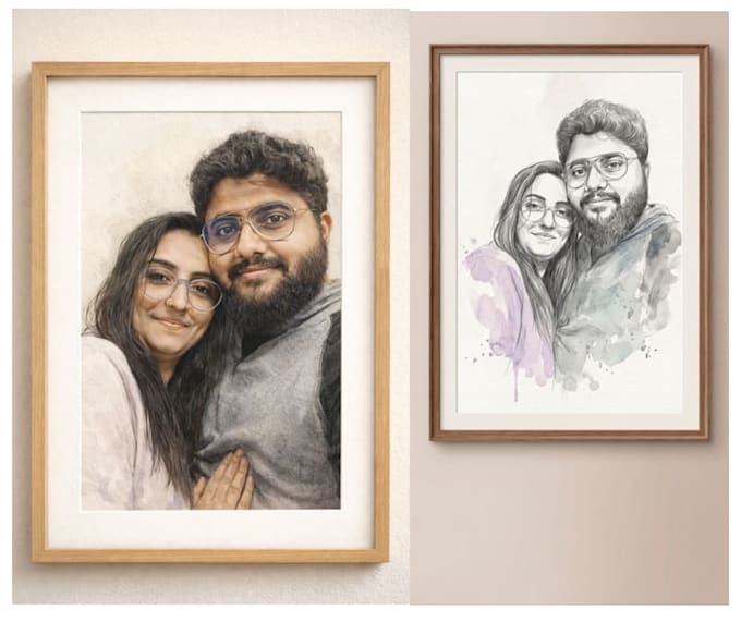 create a custom couple portrait illustration from your photo