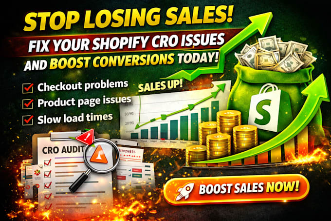 audit, fix shopify cro issues, increase shopify store conversion rate for sales