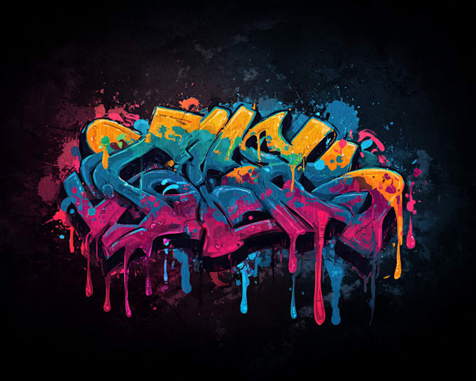 create graffiti art name with character or logo brand