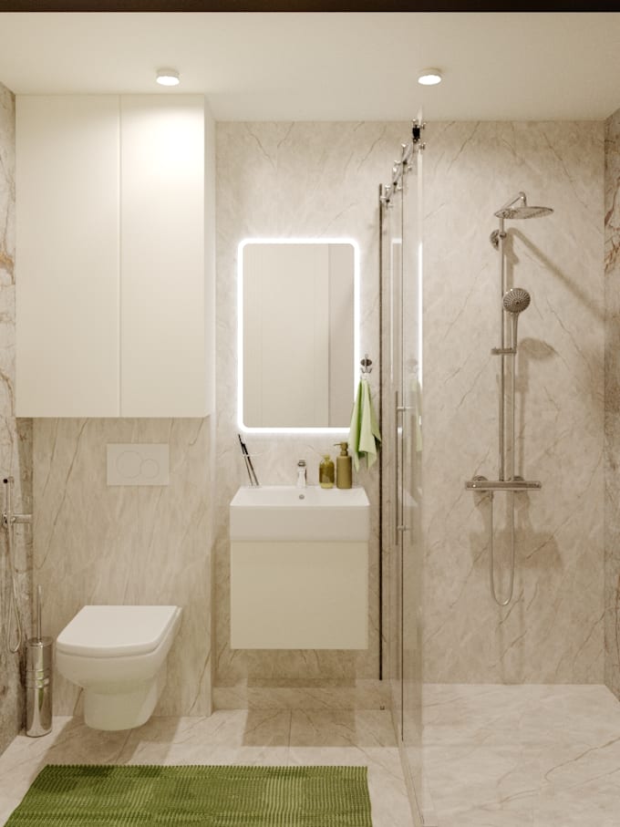create photorealistic 3d bathroom interior render
